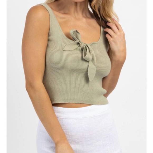 NEW PROMESA bow bliss knit ribbed tank in sage - Picture 4 of 6